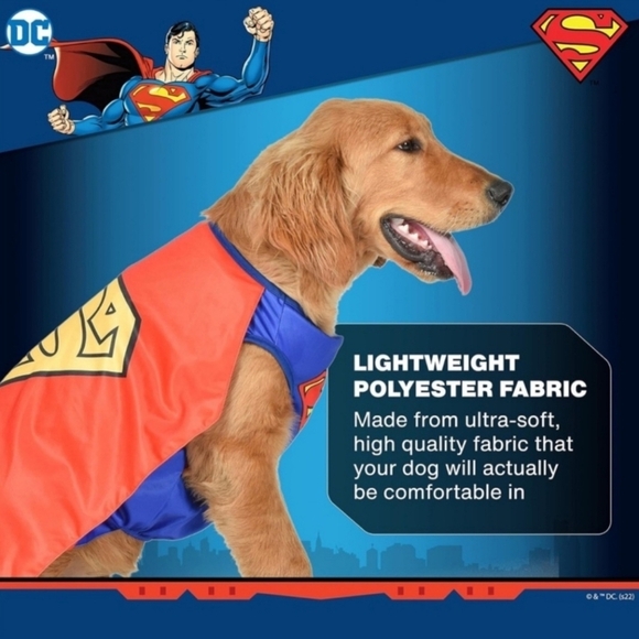 NWT DC Comics Superman Halloween Costume Cosplay Pet Dog Size Medium M Hero New - Picture 3 of 8